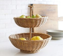 Handwoven Wicker Tiered Stand