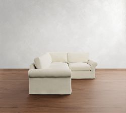 PB Comfort Modern Roll Arm Slipcovered 3-Piece Sectional (114&quot;)