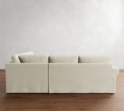 PB Comfort Modern Roll Arm Slipcovered 3-Piece Sectional (114&quot;)