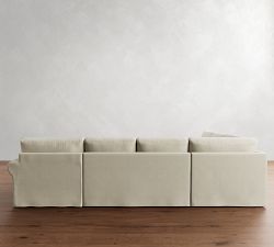 PB Comfort Modern Roll Arm Slipcovered L-Shaped Chaise Sectional (137&quot;)