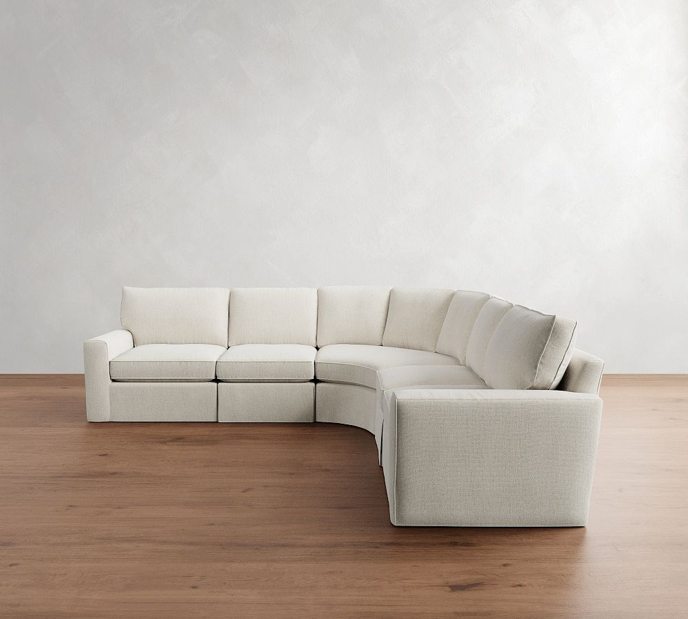 Pearce Square Arm Slipcovered 5-Piece Curved Wedge Sectional (127&quot;)