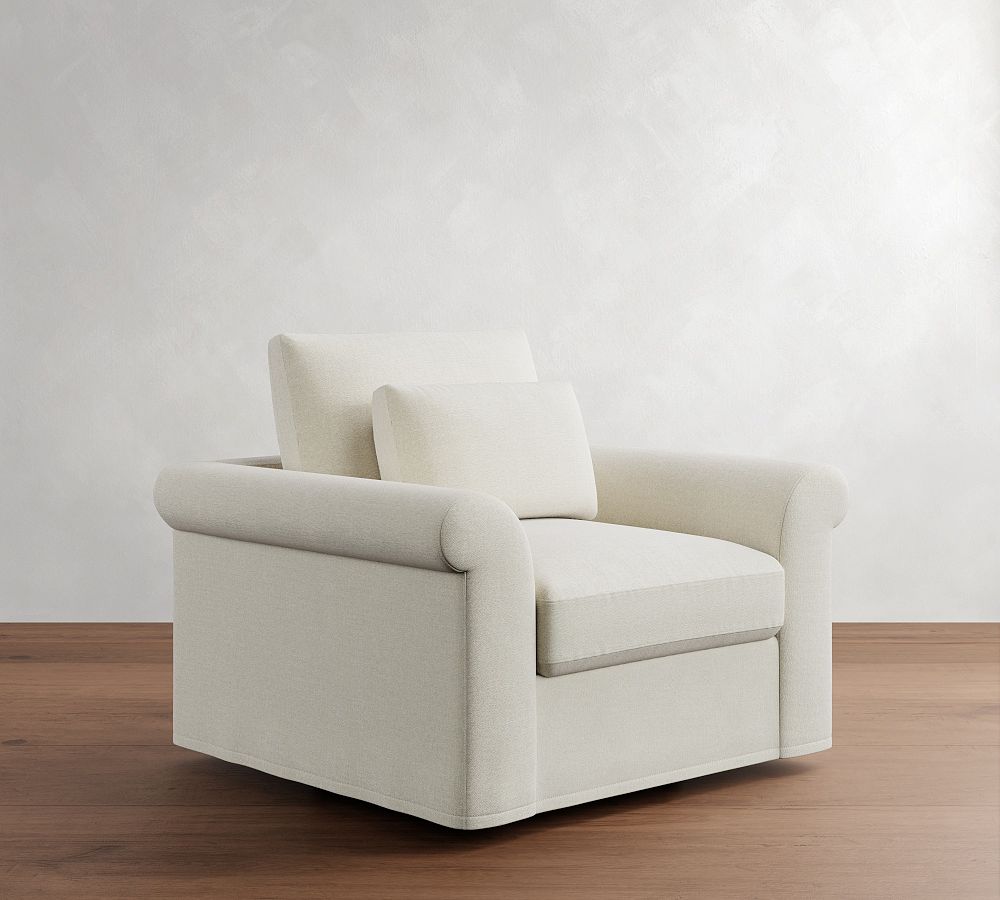 Westwood Roll Arm Deep Seat Slipcovered Swivel Chair