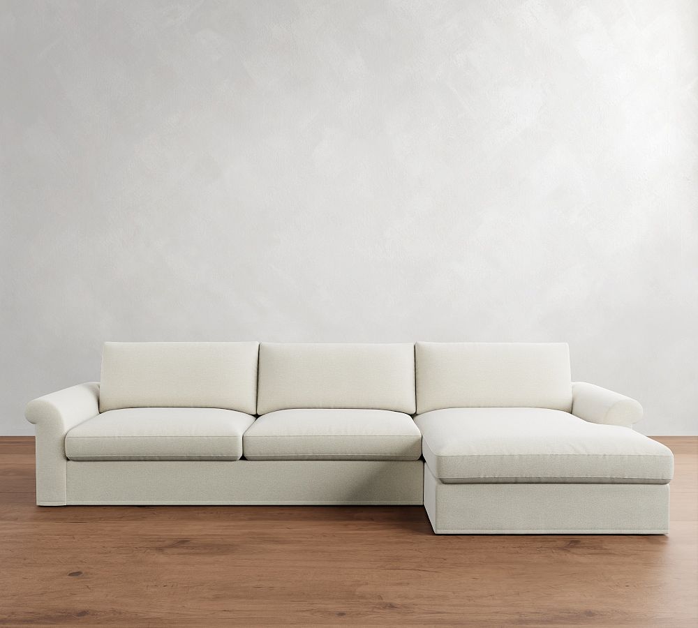 Westwood Roll Arm Slipcovered Chaise Sectional (134&quot;&ndash;144&quot;)