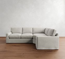 PB Comfort Modern Square Arm Slipcovered 3-Piece Wedge Sectional (115&quot;)