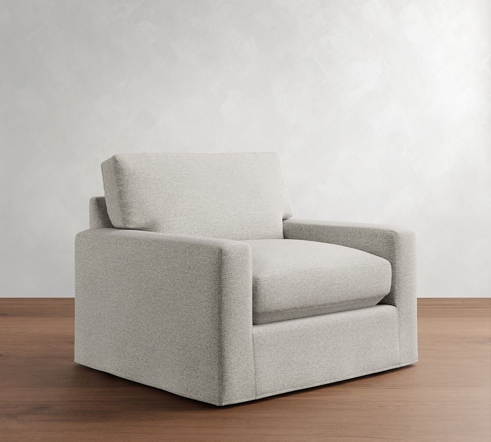 PB Comfort Modern Square Arm Slipcovered Chair and a Half
