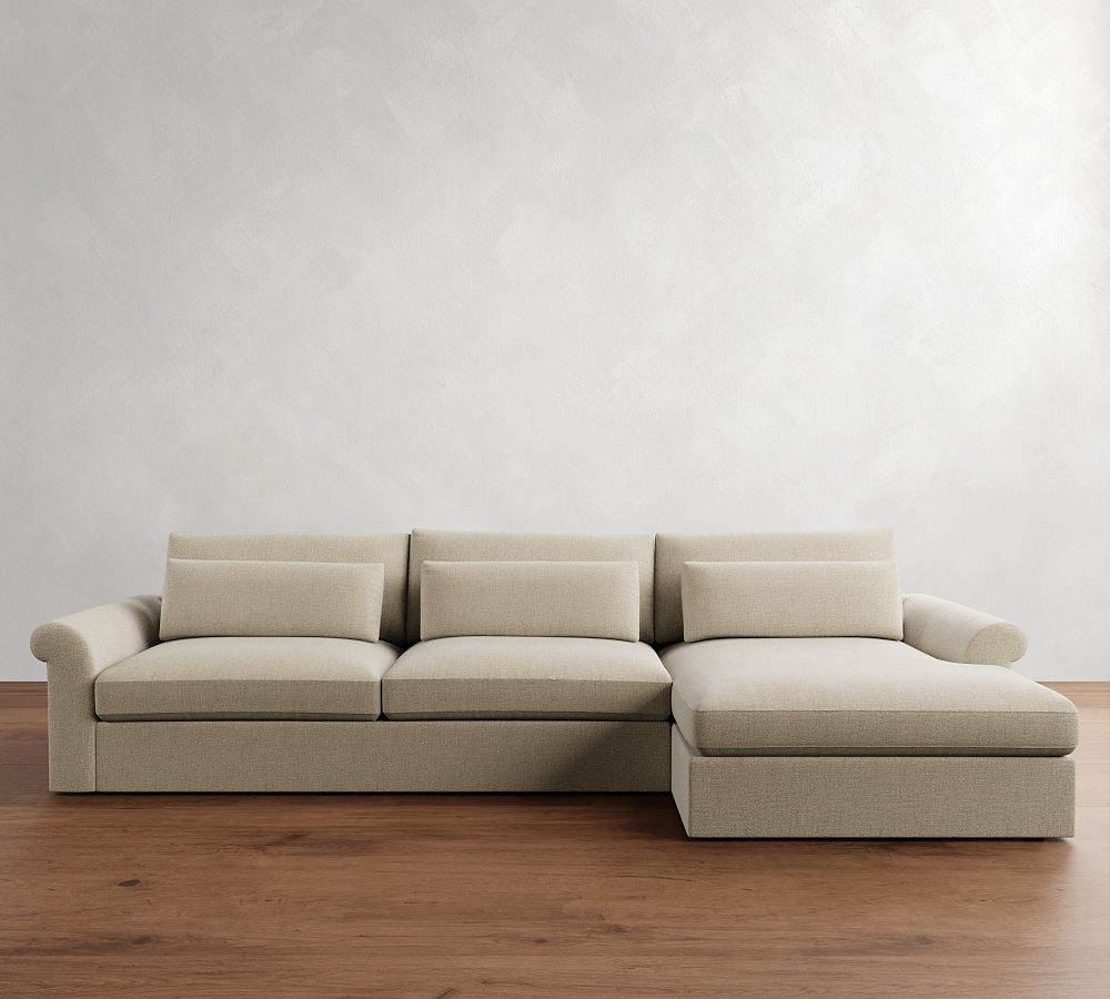 Westwood Roll Arm Deep Seat Chaise Sectional (136&quot;-154&quot;)