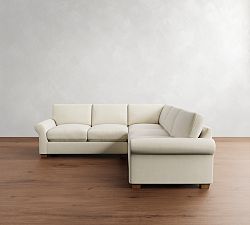 PB Comfort Modern Roll Arm 3-Piece L-Shaped Sectional (115&quot;)