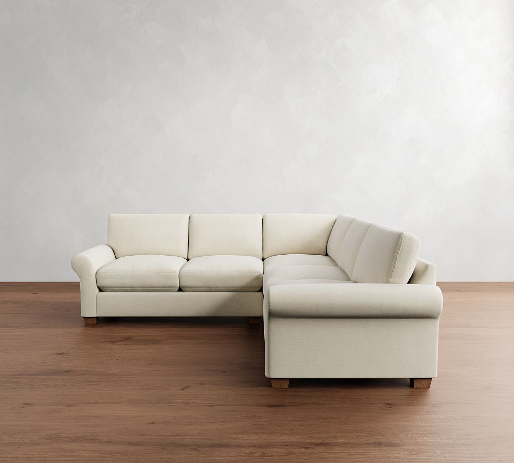 PB Comfort Modern Roll Arm 3-Piece L-Shaped Sectional (115&quot;)