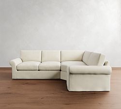 PB Comfort Modern Roll Arm Slipcovered 3-Piece Wedge Sectional (115&quot;)