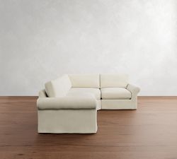 PB Comfort Modern Roll Arm Slipcovered 3-Piece Wedge Sectional (115&quot;)
