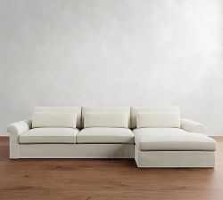 Westwood Roll Arm Deep Seat Slipcovered Chaise Sectional (136&quot;-154&quot;)