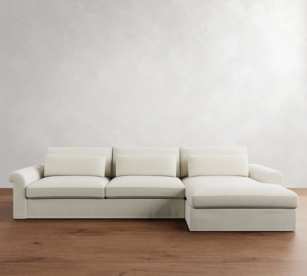 Westwood Roll Arm Deep Seat Slipcovered Chaise Sectional (136&quot;-154&quot;)