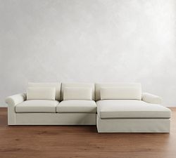 Westwood Roll Arm Deep Seat Slipcovered Chaise Sectional (136&quot;-154&quot;)