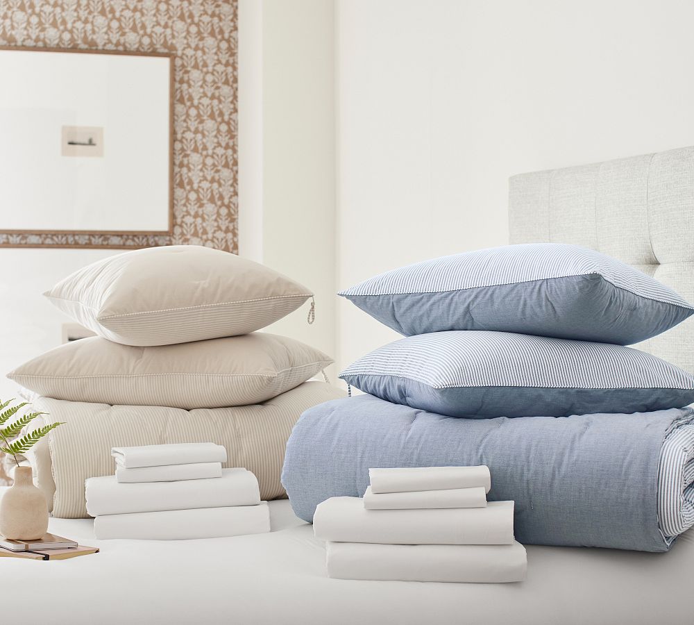 7-Piece Silas Reversible Striped Cotton Comforter Set