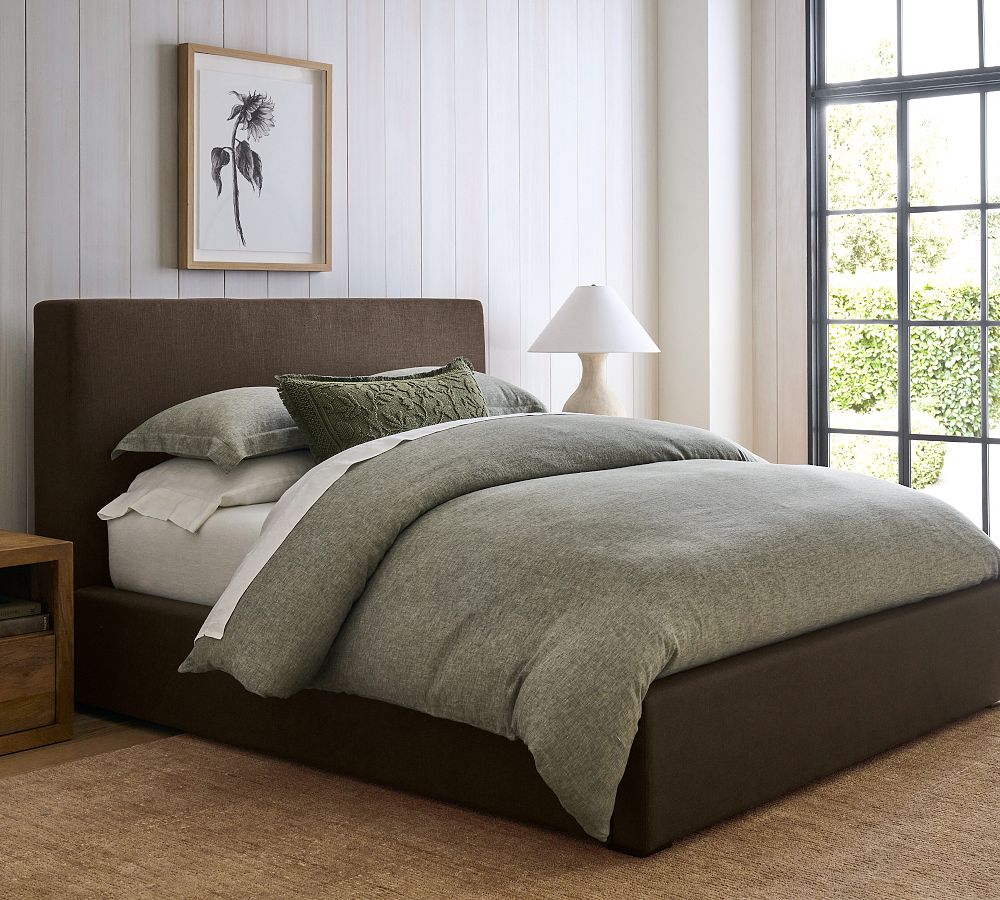 Open Box: Belgian Flax Linen Duvet, Dark Green, Full/Queen