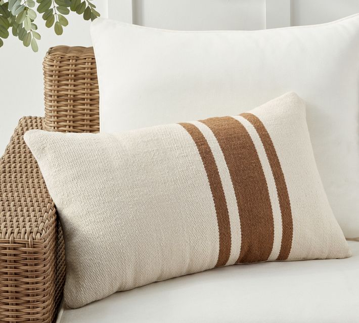 Williams Sonoma Pottery Barn Outdoor Pillows Center Stripe Outdoor - Main Image