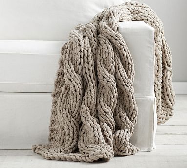 Colossal Handknit Throw, Putty, 44&quot; x 56&quot;