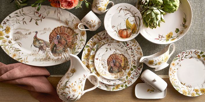 Bedford Harvest Stoneware Dinner Plates Set of Pottery Barn