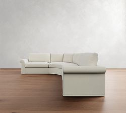 Westwood Roll Arm Slipcovered 4-Piece Curved Wedge Sectional (153&quot;)