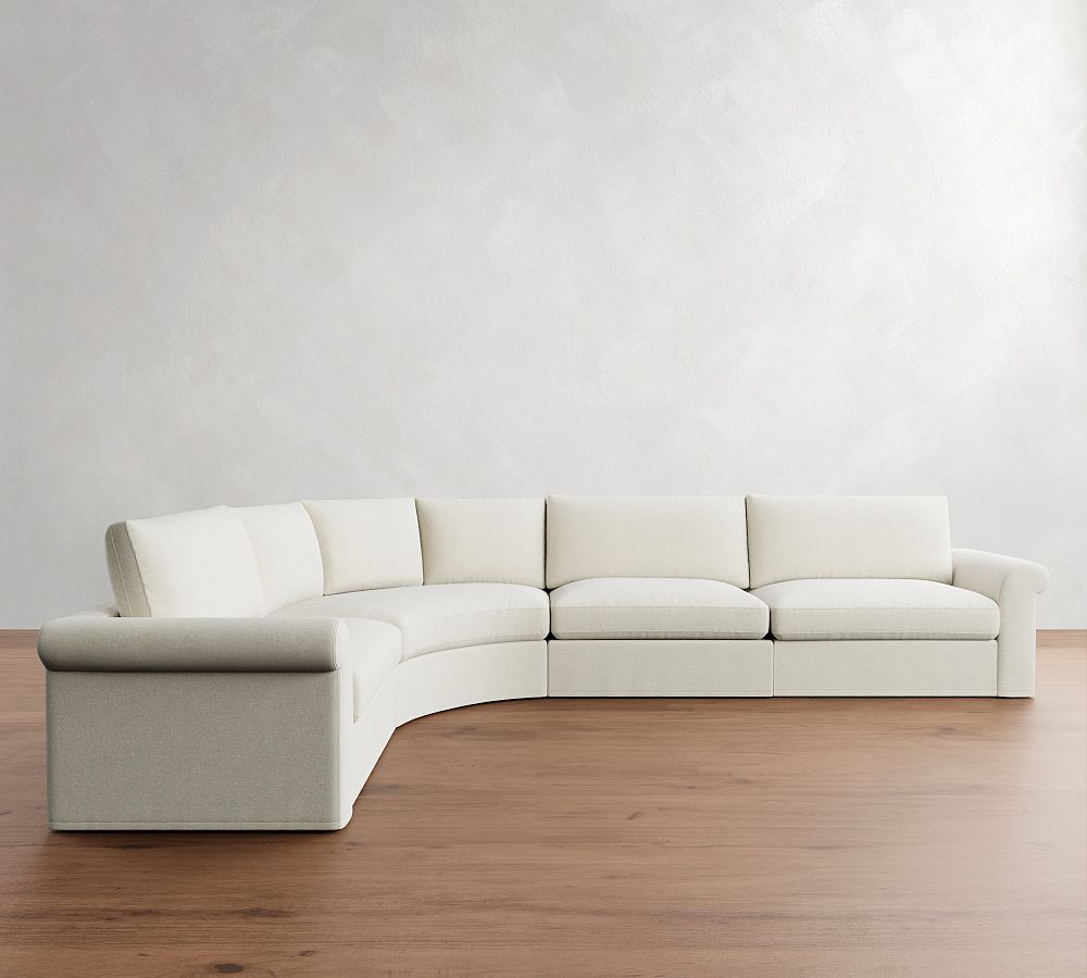 Westwood Roll Arm Slipcovered 4-Piece Curved Wedge Sectional (153&quot;)
