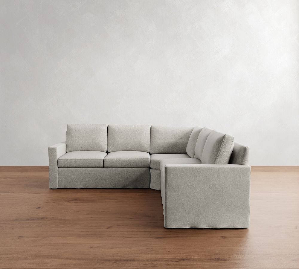 Cameron Modern Square Arm Slipcovered 3-Piece L-Shaped Wedge Sectional (104&quot;)