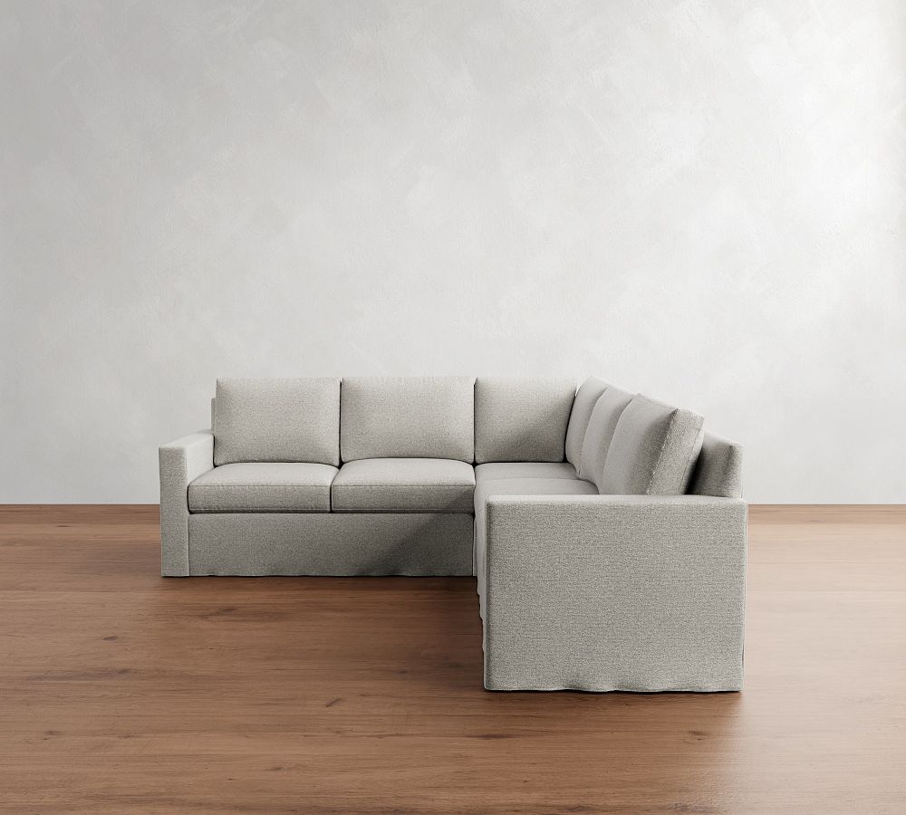 Cameron Modern Square Arm Slipcovered 3-Piece L-Shaped Sectional (99&quot;)