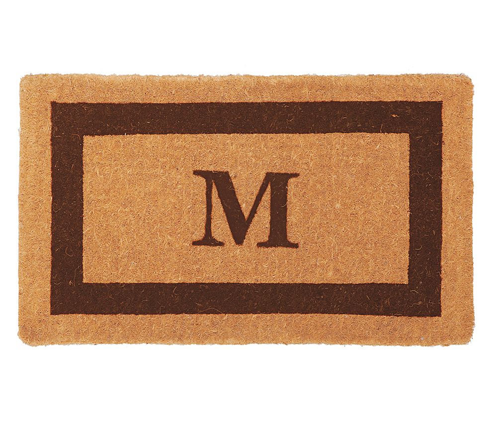 Monogrammed Framed Doormat, “S” - Espresso, 22" x 36"