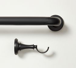 Open Box: Somorset Hidden Connection Room Darkening Curtain Rod, 108"- 144", 1.25" Diam. - Satin Iron,