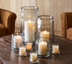 Hammered Caf&#233; Recycled Hurricane Candle Holder
