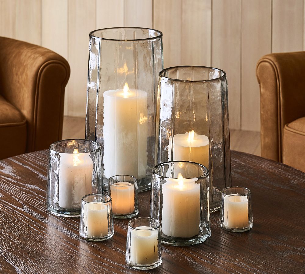 Hammered Caf&#233; Recycled Hurricane Candle Holder