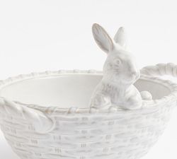 Rustic Bunny Stoneware Candy Bowl