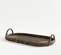 Open Box: Handwoven Wicker Oval Serving Tray