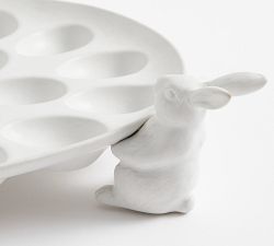 Rustic Bunny Stoneware Deviled Egg Platter