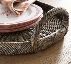 Open Box: Handwoven Wicker Oval Serving Tray