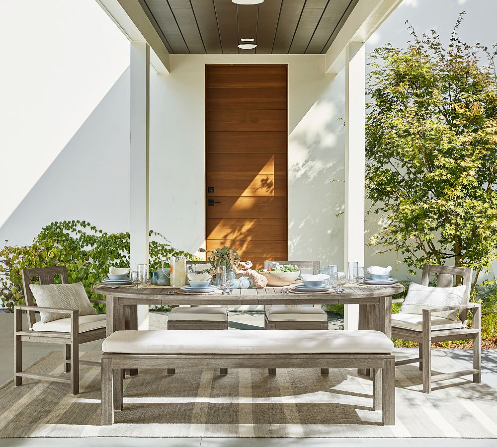 Indio Eucalyptus Round Extendable Outdoor Dining Table (48&quot;-93&quot;)