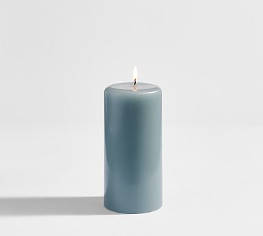 Modern Curved Pillar Candle, 3&quot;x6&quot; - Chambray Blue