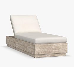 Indio Cushion Platform Single Outdoor Chaise, High Performance Canvas; White