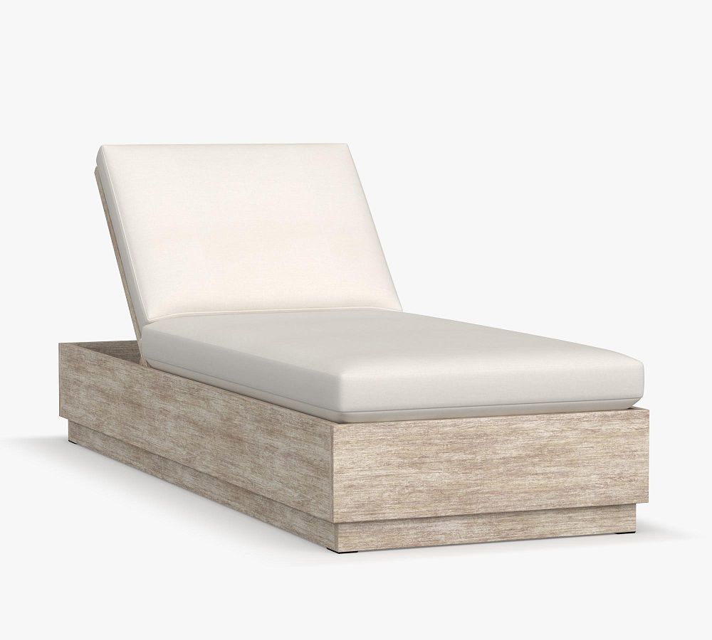 Indio Cushion Platform Single Outdoor Chaise, High Performance Canvas; White