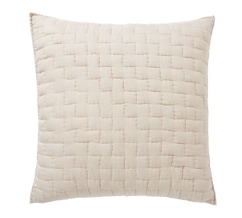 Bliss Handcrafted Linen Cotton Quilted Sham, Flax, Euro