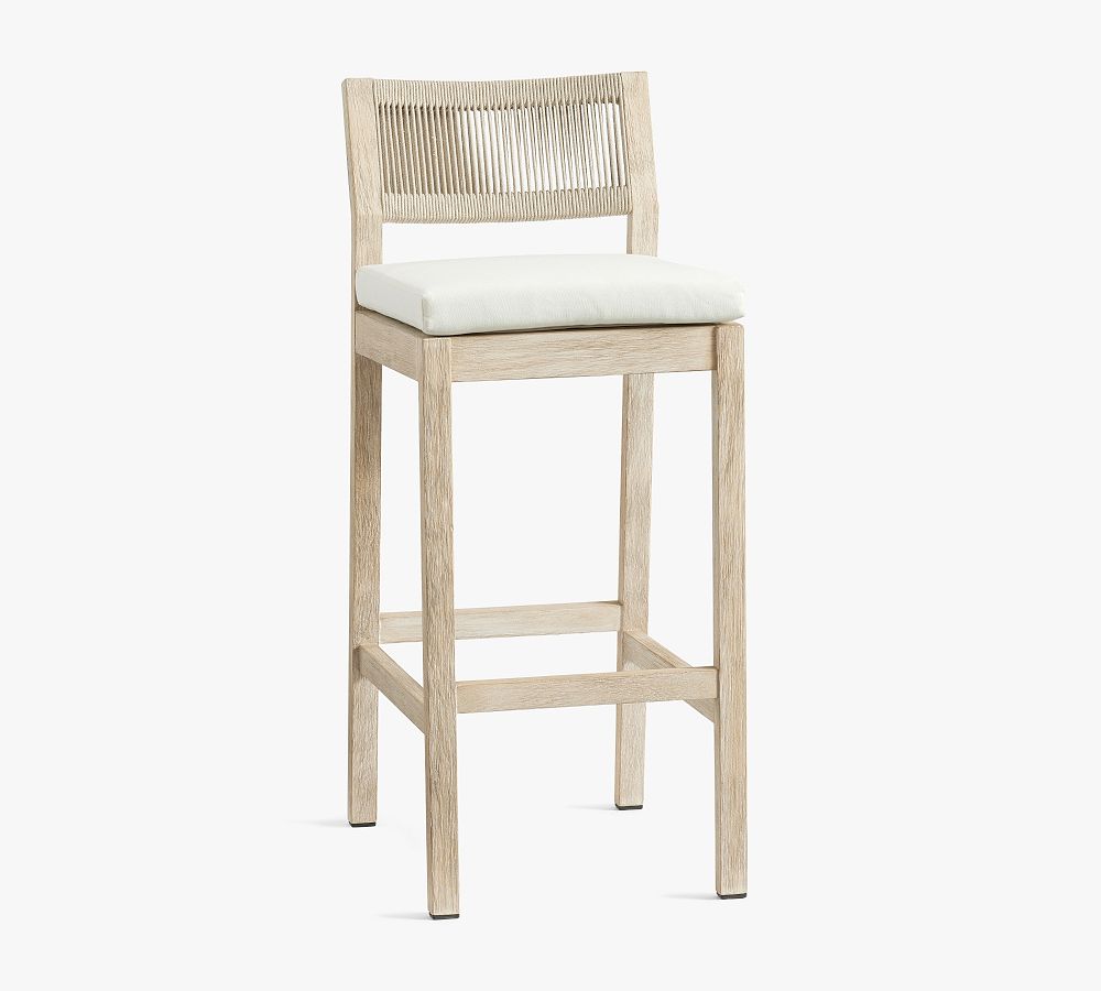 Open Box: Indio Coastal Outdoor Bar Stool, Individual - Oat Rope & Biscotti