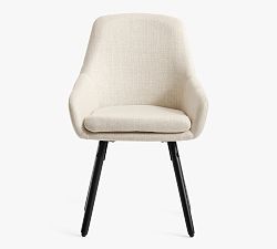 Open Box: Oakville Dining Armchair - Basketweave Slub Oatmeal, Black legs