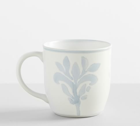 Chambray Tile Stoneware Mugs, Set of 4
