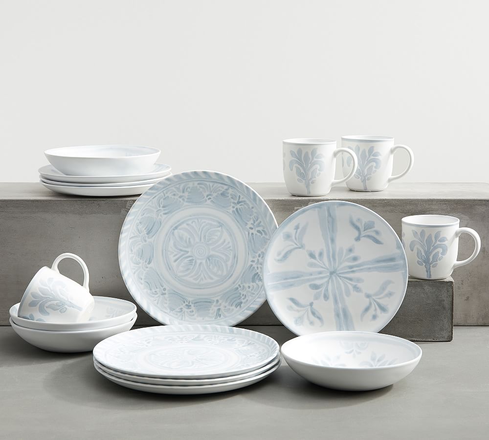 Chambray Stoneware Dinnerware Set | 16-Piece | Pottery Barn