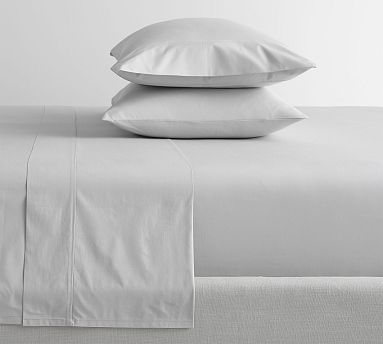400-Thread-Count Organic Percale Sheet Set, Gray Mist, King