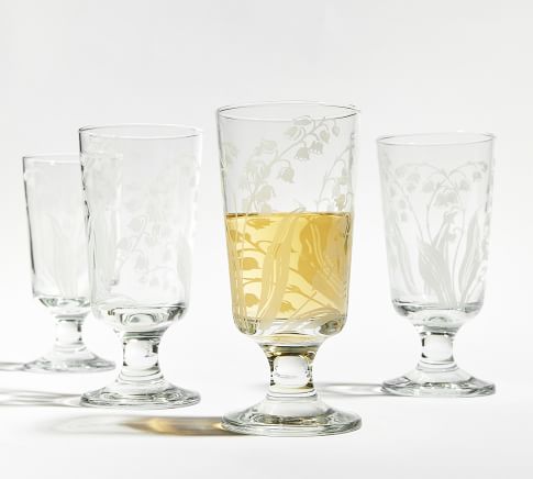 Monique Lhuillier Lily of the Valley Glass Wine Goblets - Set of 4