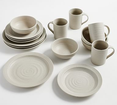 Farmstead Stoneware 16-Piece Dinnerware Set - Oatmeal