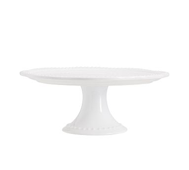 Emma Beaded Stoneware Cake Stand - True White
