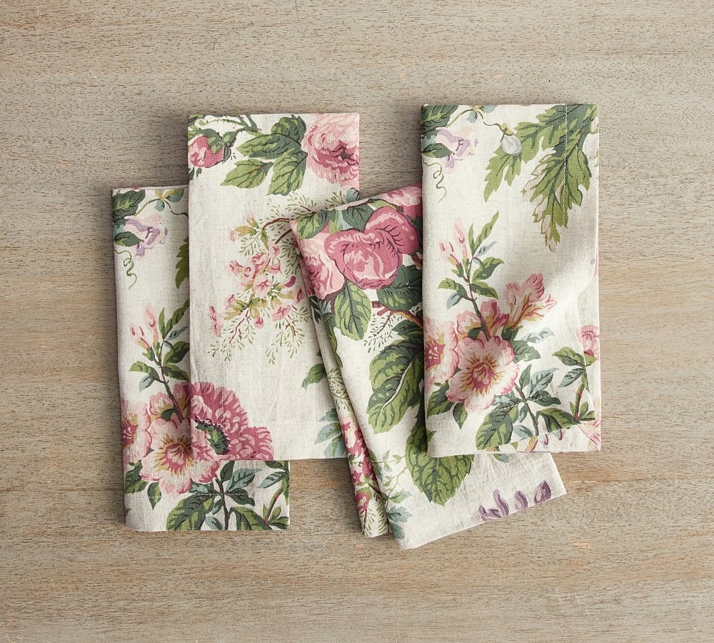 Garden Floral Cotton/Linen Napkins - Set of 4
