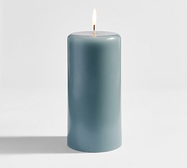 Modern Curved Pillar Candle, 4&quot;x8&quot; - Chambray Blue