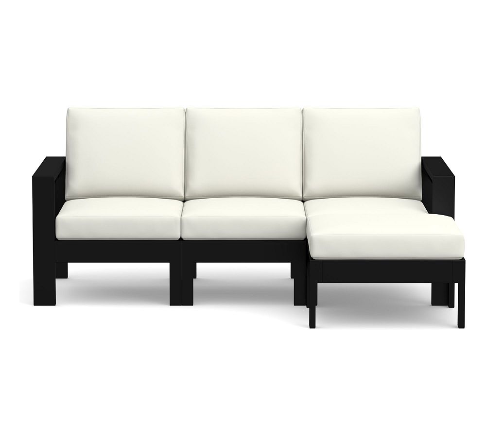 Malibu 4pc-Ottoman, 3 Chair/LA/RA Sectional Cushions, High Performance Canvas; White